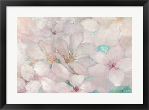 Framed Apple Blossoms Teal Print