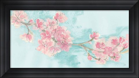 Framed Cherry Blossom II Teal Print