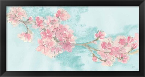 Framed Cherry Blossom II Teal Print