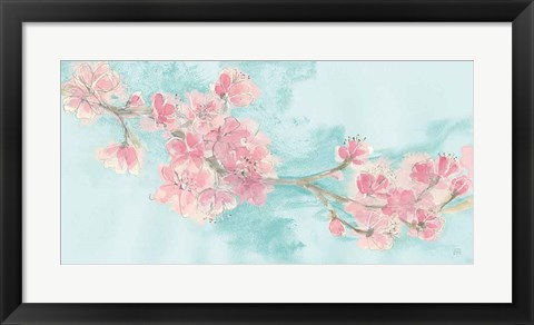 Framed Cherry Blossom II Teal Print