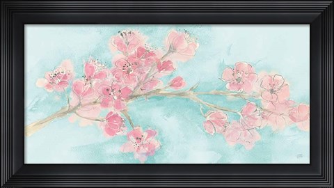 Framed Cherry Blossom I Teal Print