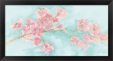 Framed Cherry Blossom I Teal Print