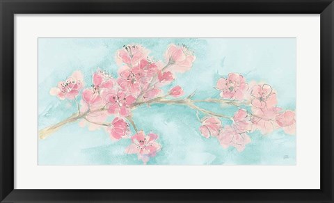 Framed Cherry Blossom I Teal Print