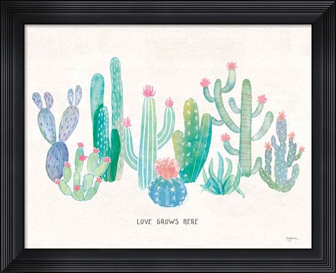 Framed Bohemian Cactus I Love Print