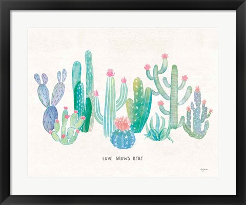 Framed Bohemian Cactus I Love Print