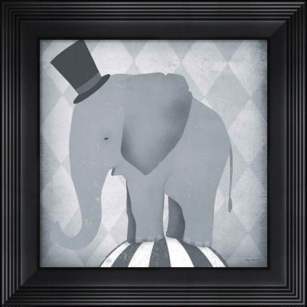 Framed Circus Elephant Gray Print