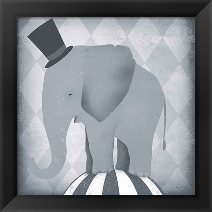 Framed Circus Elephant Gray Print