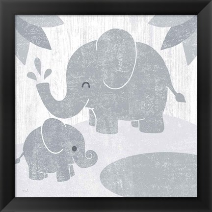 Framed Safari Fun Elephant Gray no Border Print