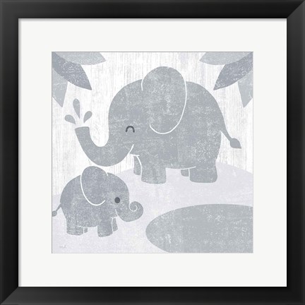 Framed Safari Fun Elephant Gray no Border Print