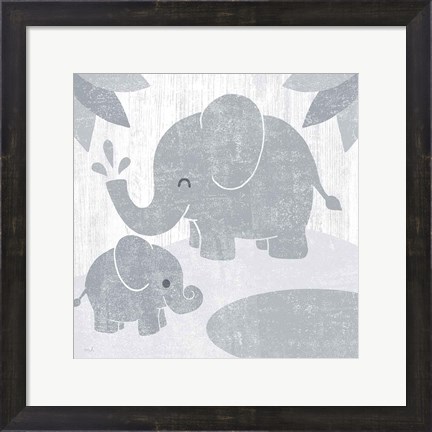Framed Safari Fun Elephant Gray no Border Print