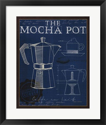 Framed Coffee Blueprint II Indigo Print