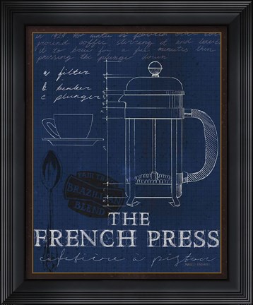 Framed Coffee Blueprint I Indigo Print