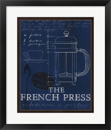 Framed Coffee Blueprint I Indigo Print