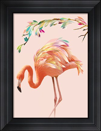 Framed Flamingo and Garland Print