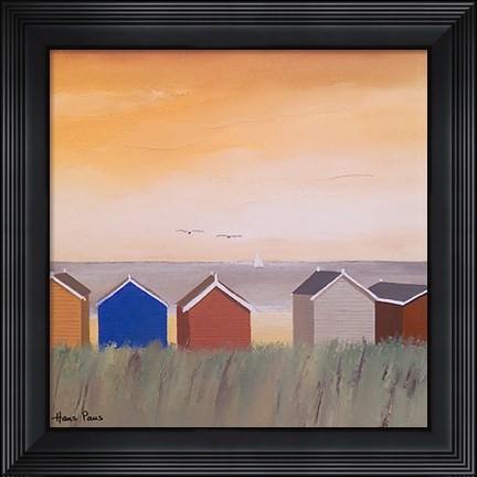 Framed Beach Huts Print