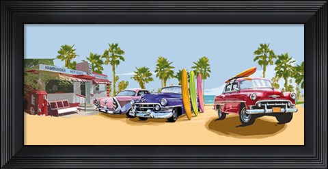 Framed 50s Surf Cars II Print