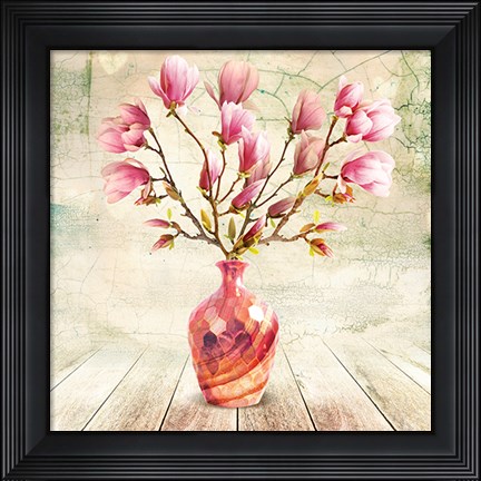 Framed Magnolia Copper Vase Print