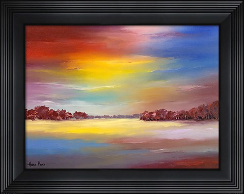 Framed Landscape with Red Sky Print