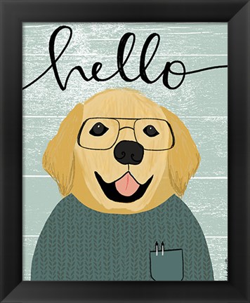 Framed Hello Retriever Print