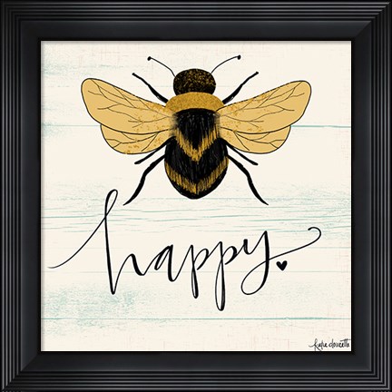 Framed Bee Happy Print