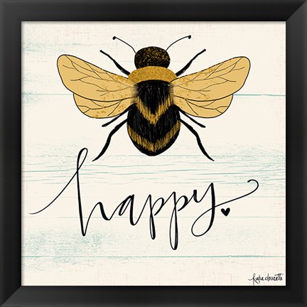 Framed Bee Happy Print