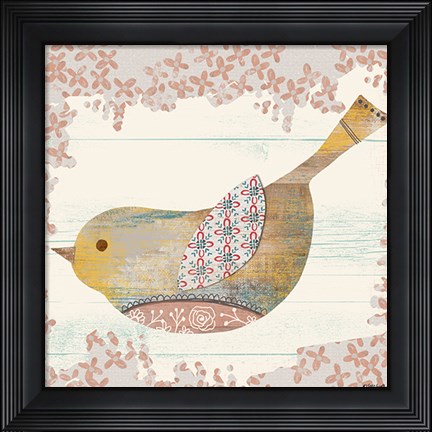 Framed Wooden Bird Print