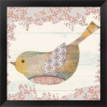 Framed Wooden Bird Print