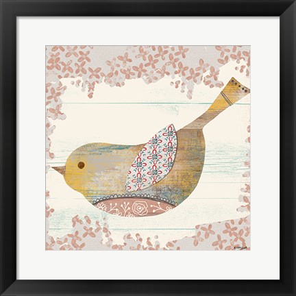 Framed Wooden Bird Print