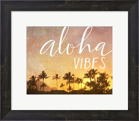 Framed Aloha Vibes in White Print