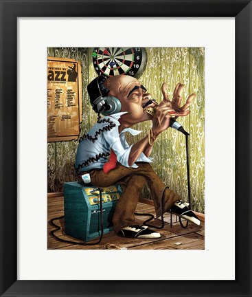 Framed Bluesman Harmonica Print