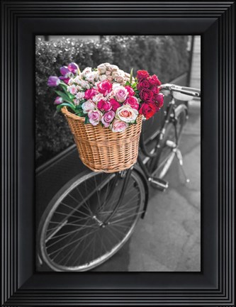 Framed Basket of Flowers I Print
