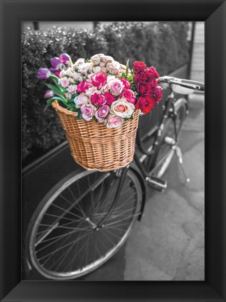 Framed Basket of Flowers I Print