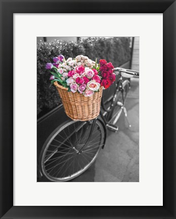 Framed Basket of Flowers I Print