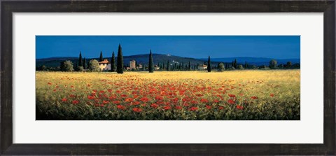 Framed Tuscan Panorama - Poppies Print