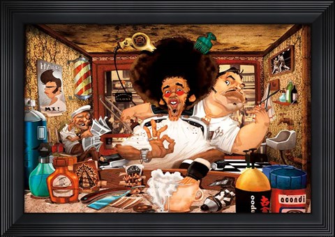 Framed Barber&#39;s Shop Print