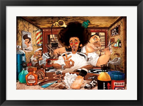 Framed Barber&#39;s Shop Print