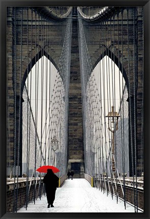 Framed Brooklyn Bridge Meets Red Print