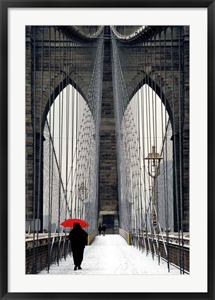 Framed Brooklyn Bridge Meets Red Print