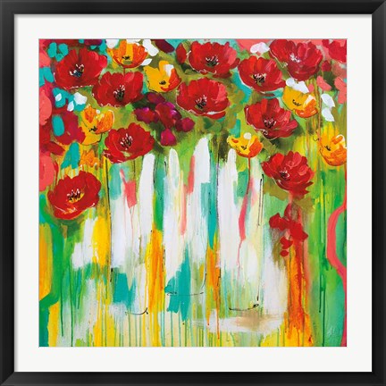 Framed Poppies Glowing Print