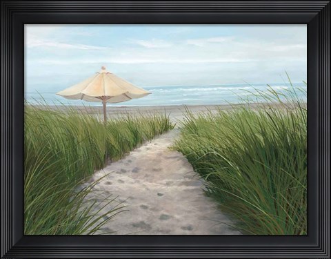Framed Umbrella on the Beach Print