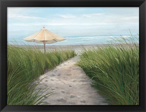 Framed Umbrella on the Beach Print