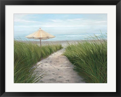 Framed Umbrella on the Beach Print