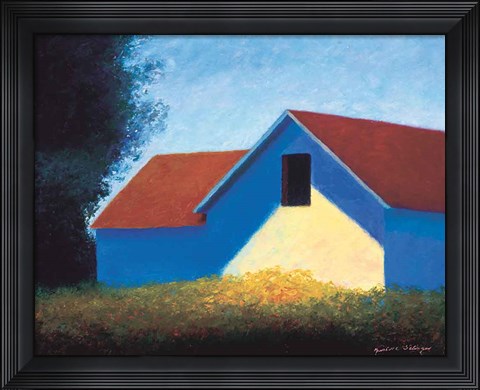 Framed Behind Berry Bushes Print