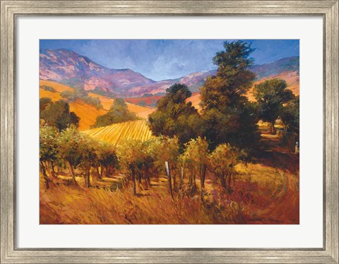 Framed Southern Vineyard Hills Print
