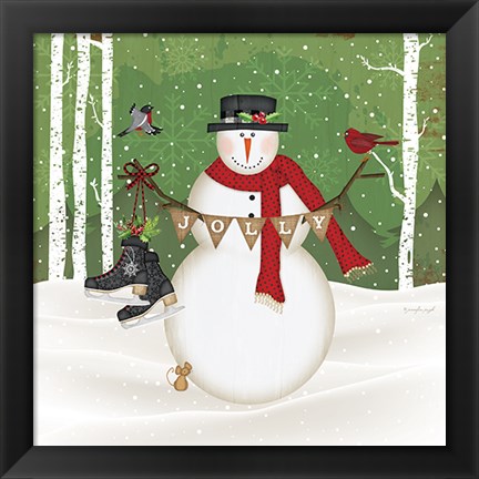 Framed Jolly Snowman Print