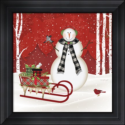 Framed Merry Snowman Print