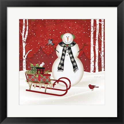 Framed Merry Snowman Print