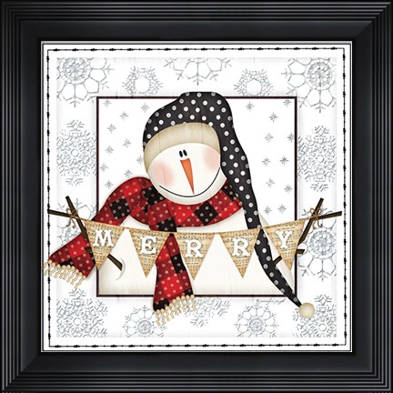 Framed Merry Snowman Print