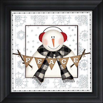 Framed Peace Snowman Print