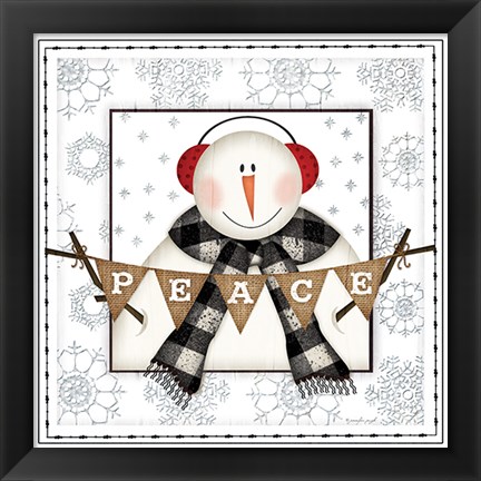 Framed Peace Snowman Print